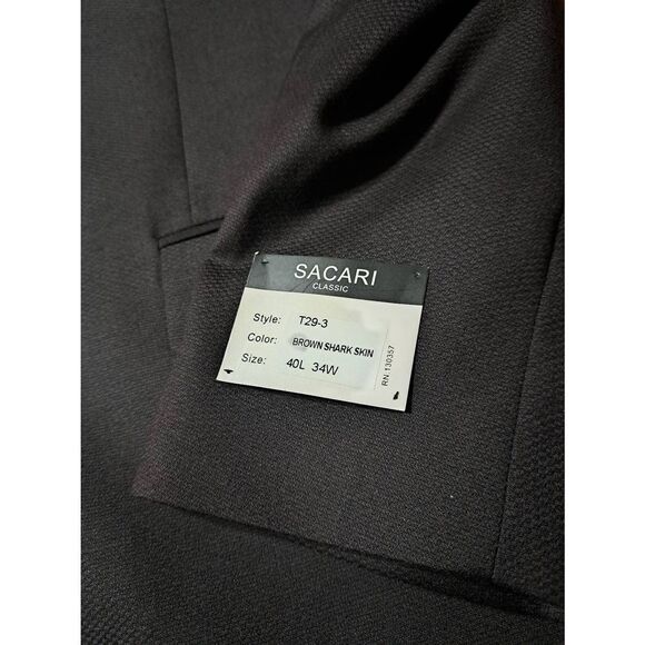 New 40L Sacari Brown Shark Skin Wool 150 Suit Sport Coat Jacket Blazer NWT - Picture 3 of 10
